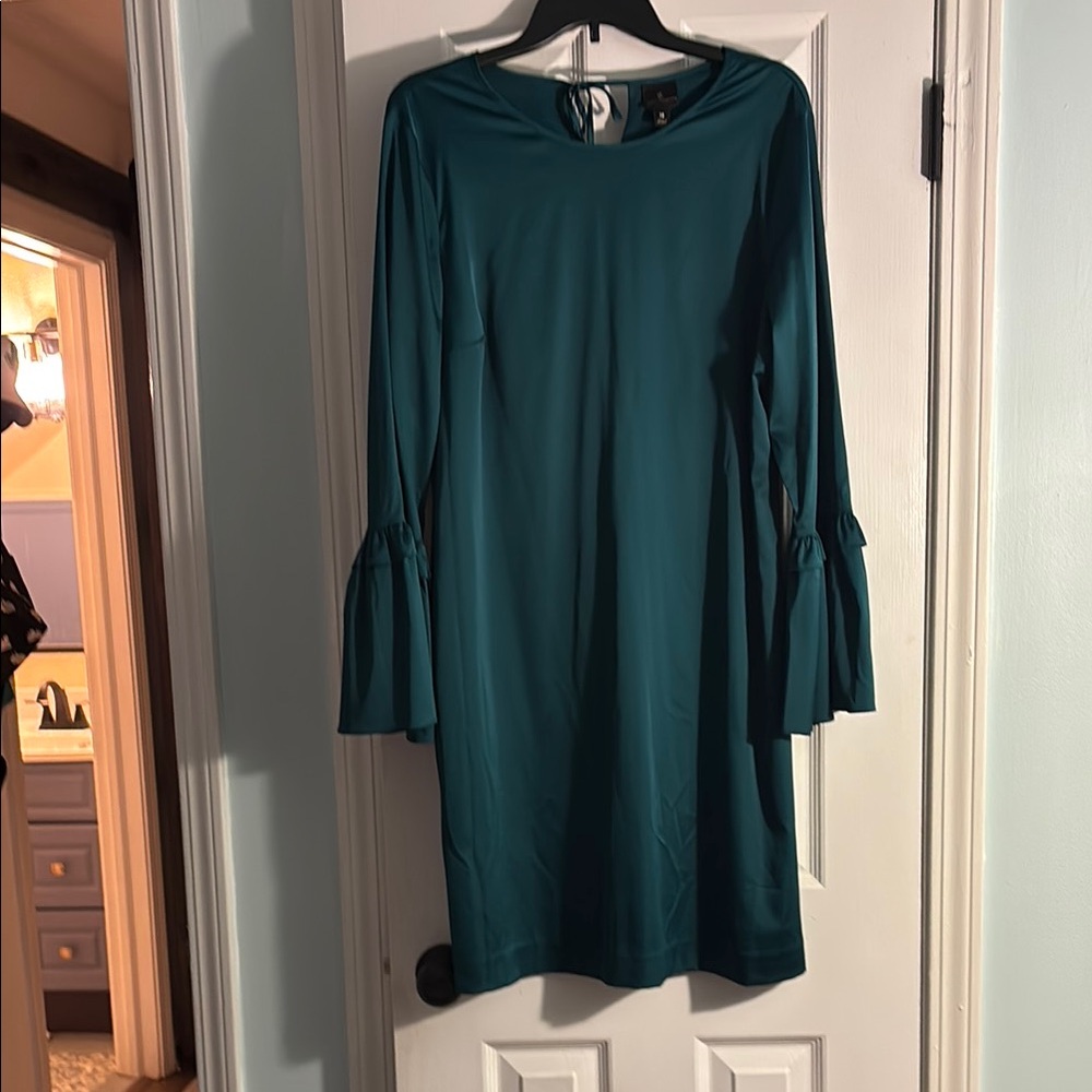Worthington Green Sheath Dress with Bell Sleeves for Cocktail